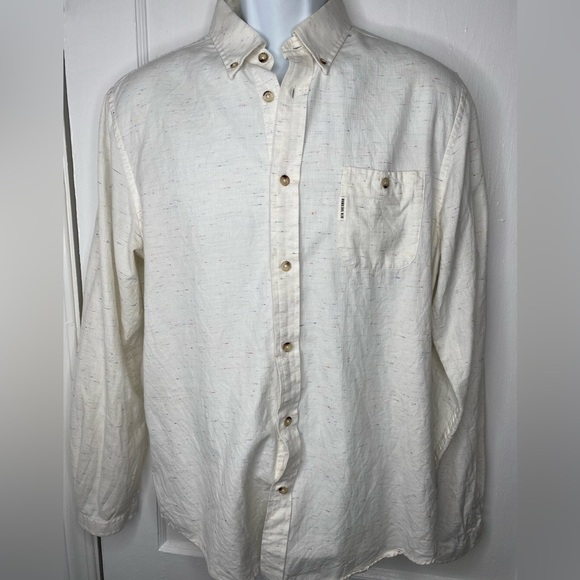 BEN SHERMAN Men's White with colorful threading running through Button-Up shirt - Picture 1 of 10